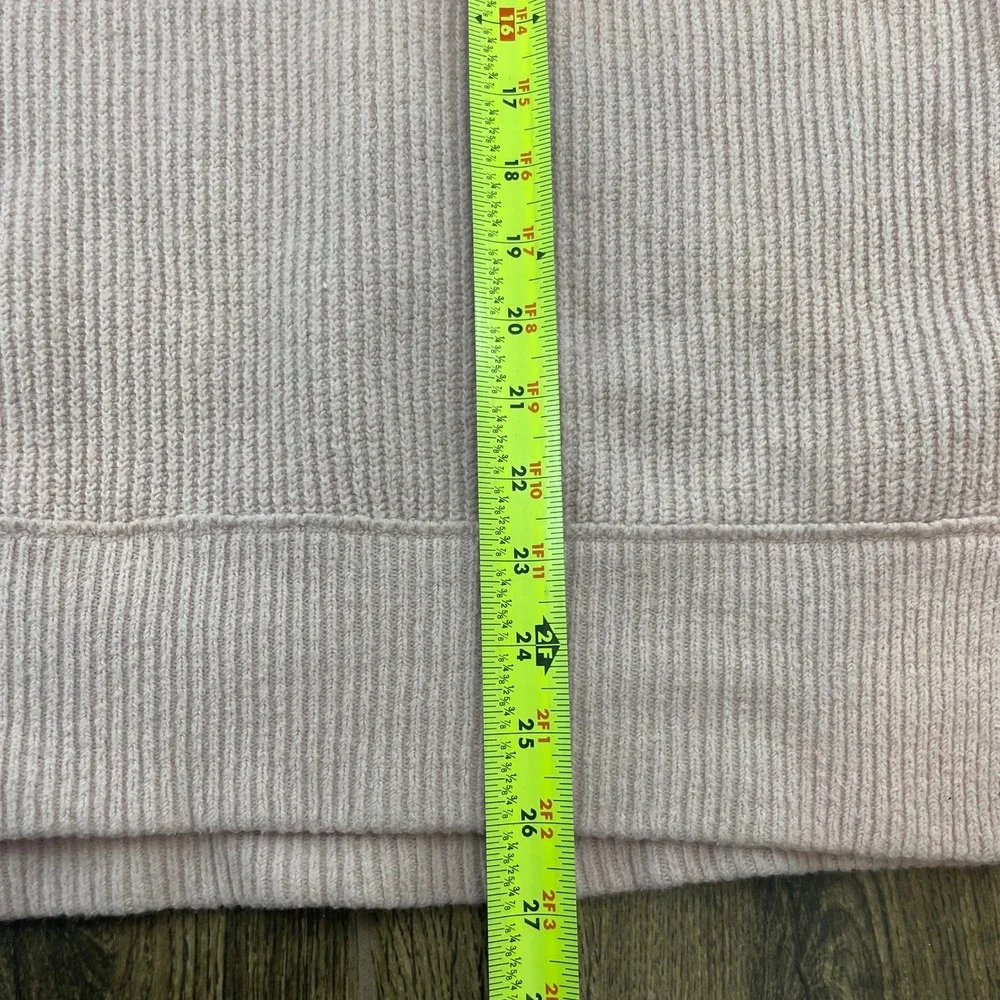 Aerie Oversized Ribbed Sweater Women M Pink Cozy Slouchy Side Slit Soft - Picture 9 of 10